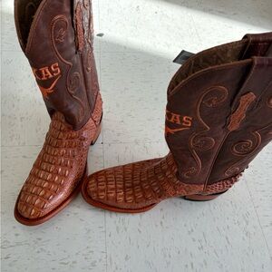 Texas Brown Crocodile Pattern Heeled Boots
